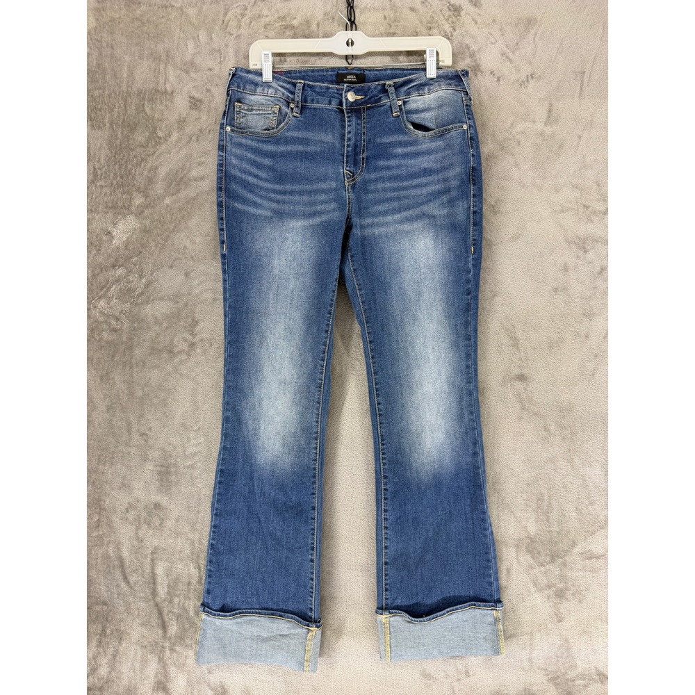 True Religion Becca Mid Rise Bootcut Blue Jeans Cuffed Hem‎ Size 32